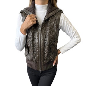 Leather Embossed Vest Jacket, Black, 36