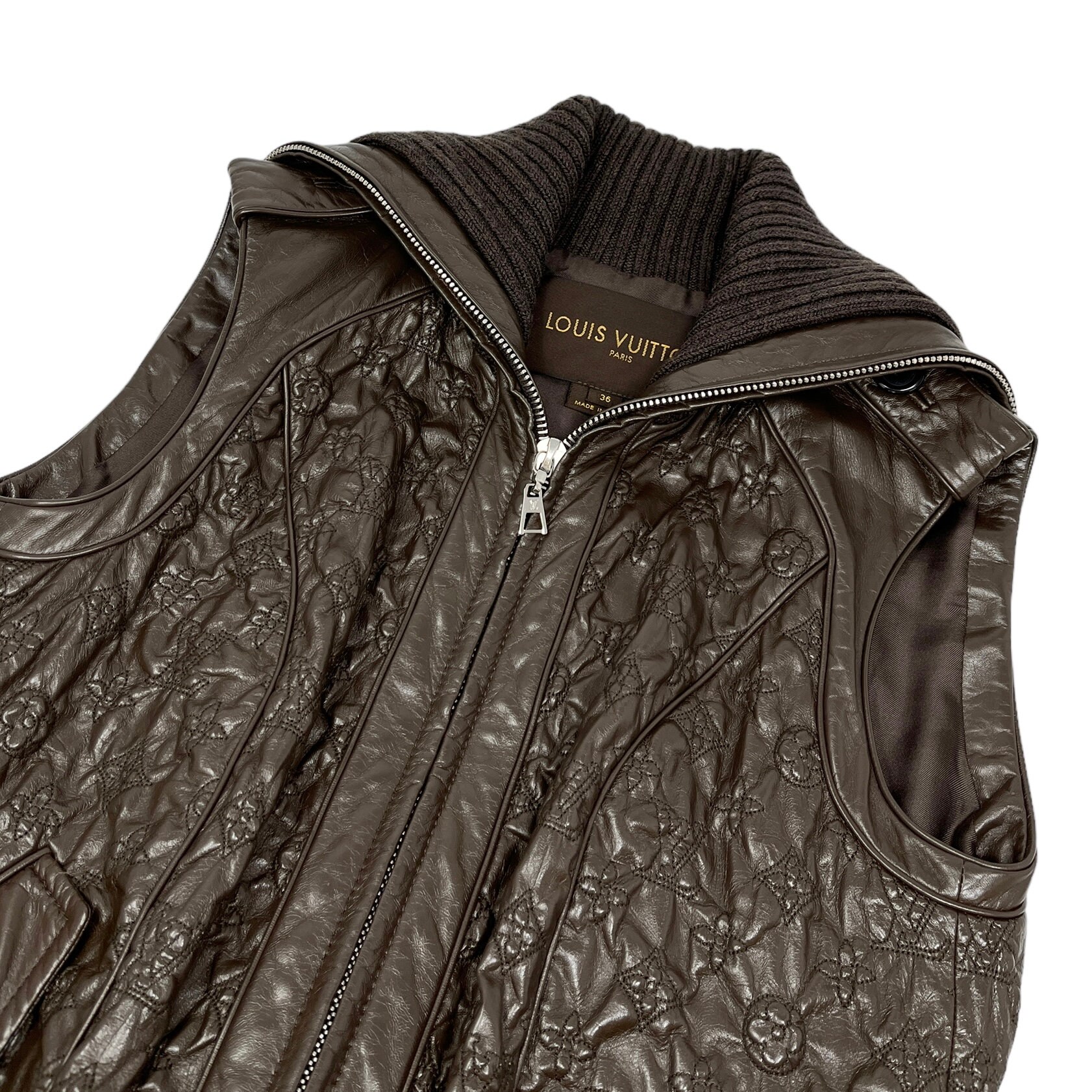 LOUIS VUITTON Vintage LV Monogram Vest Jacket #36 Zip Brown