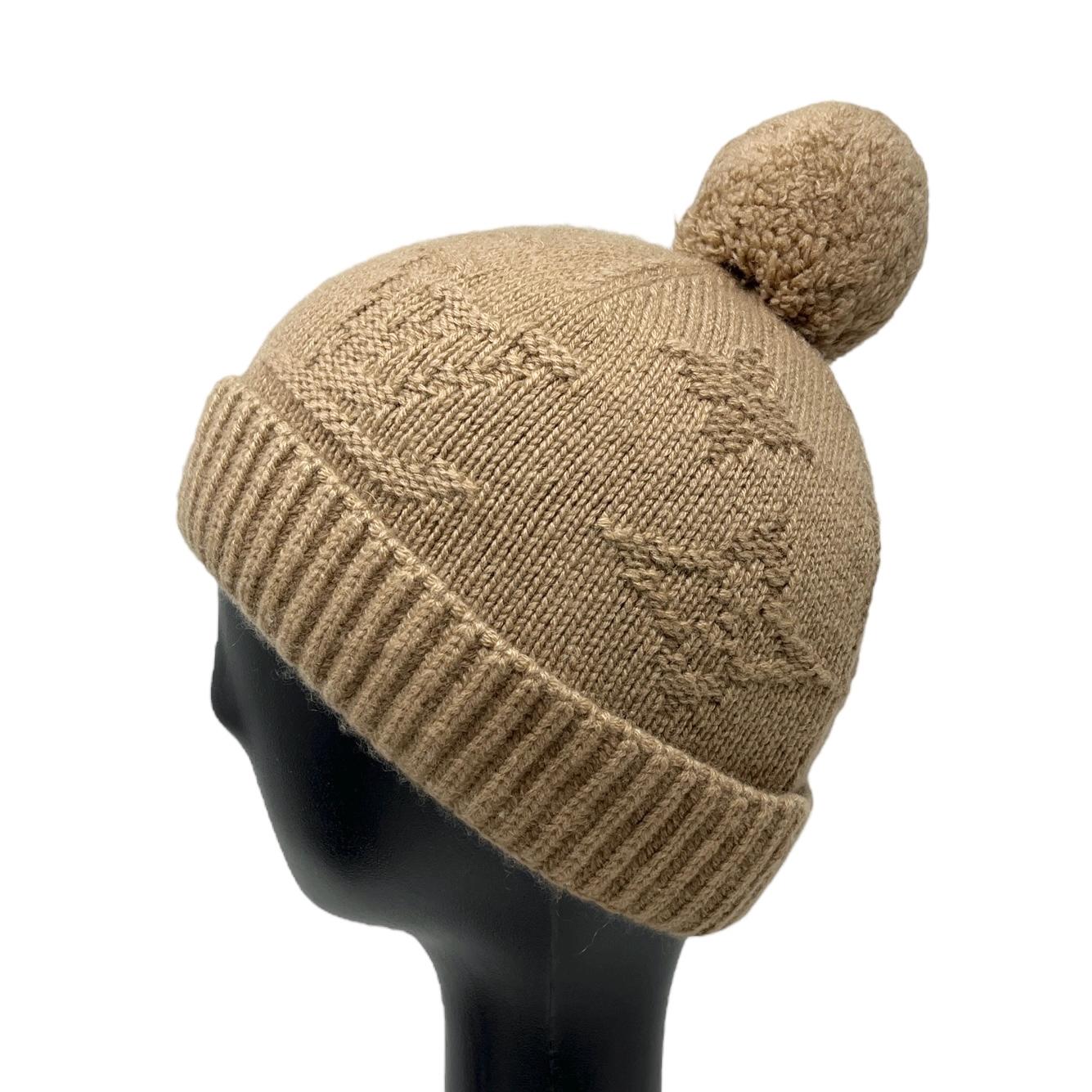 LOUIS VUITTON Vintage LV Monogram Logo Knit Cap Beanie Beige 