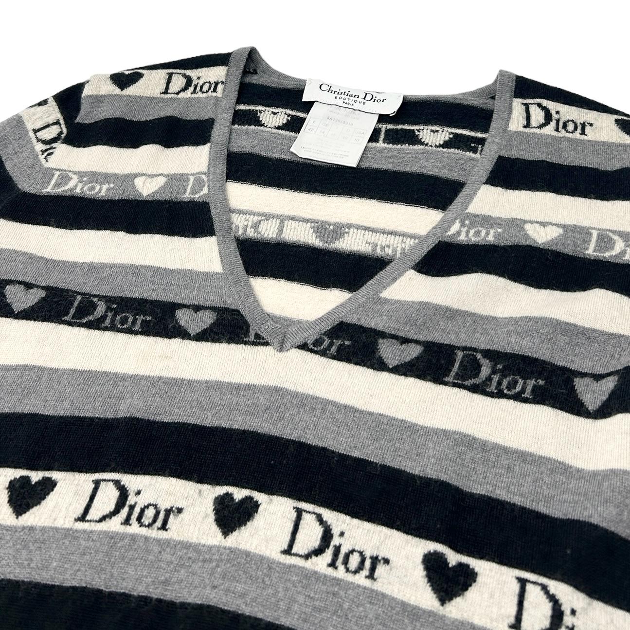 Christian Dior Vintage 2005 Logo Knit Top #42 Gray Black Christian Dior Vintage 2005 Logo Knit Top #42 Gray Black