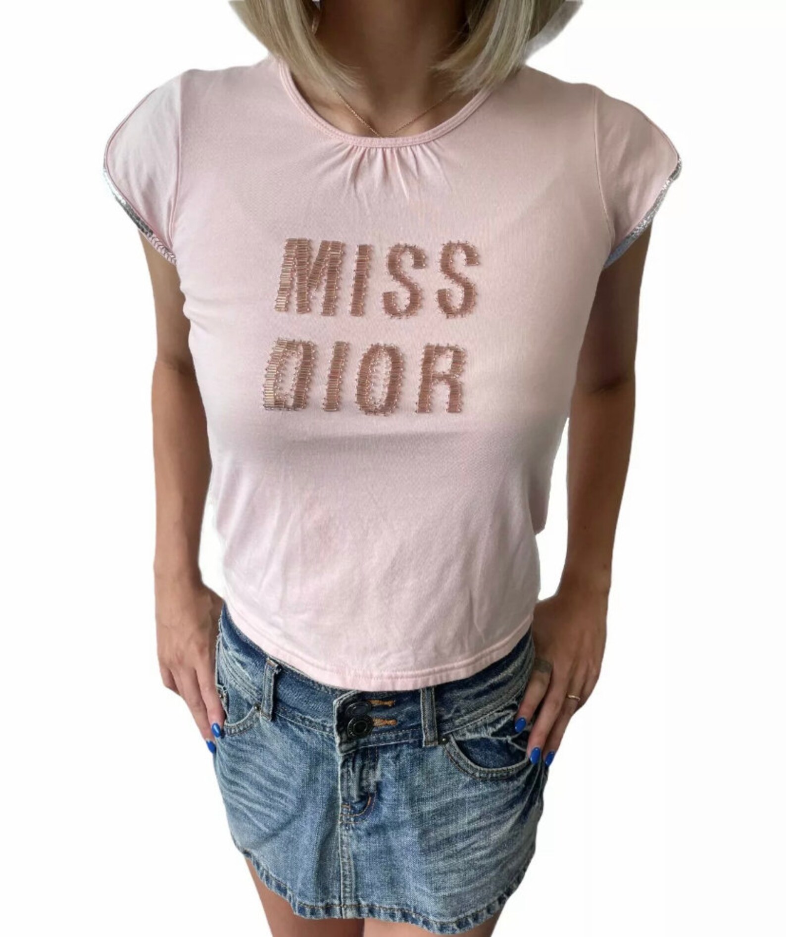 Christian Dior Vintage Miss Dior Logo Rhinestone Tshirts Tops Etsy
