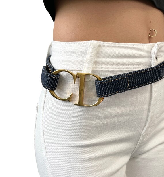 Christian Dior Vintage CD Logo Belt #M Denim Accessory Blue Christian Dior Vintage CD Logo Belt #M Denim Accessory Blue