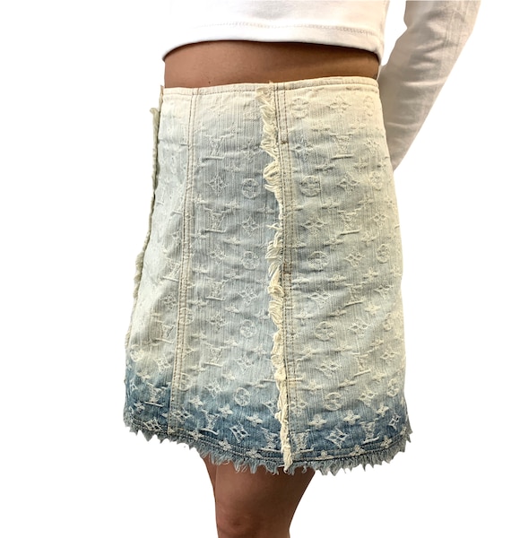 LOUIS VUITTON Vintage LV Monogram Denim Gradation Mini Skirt