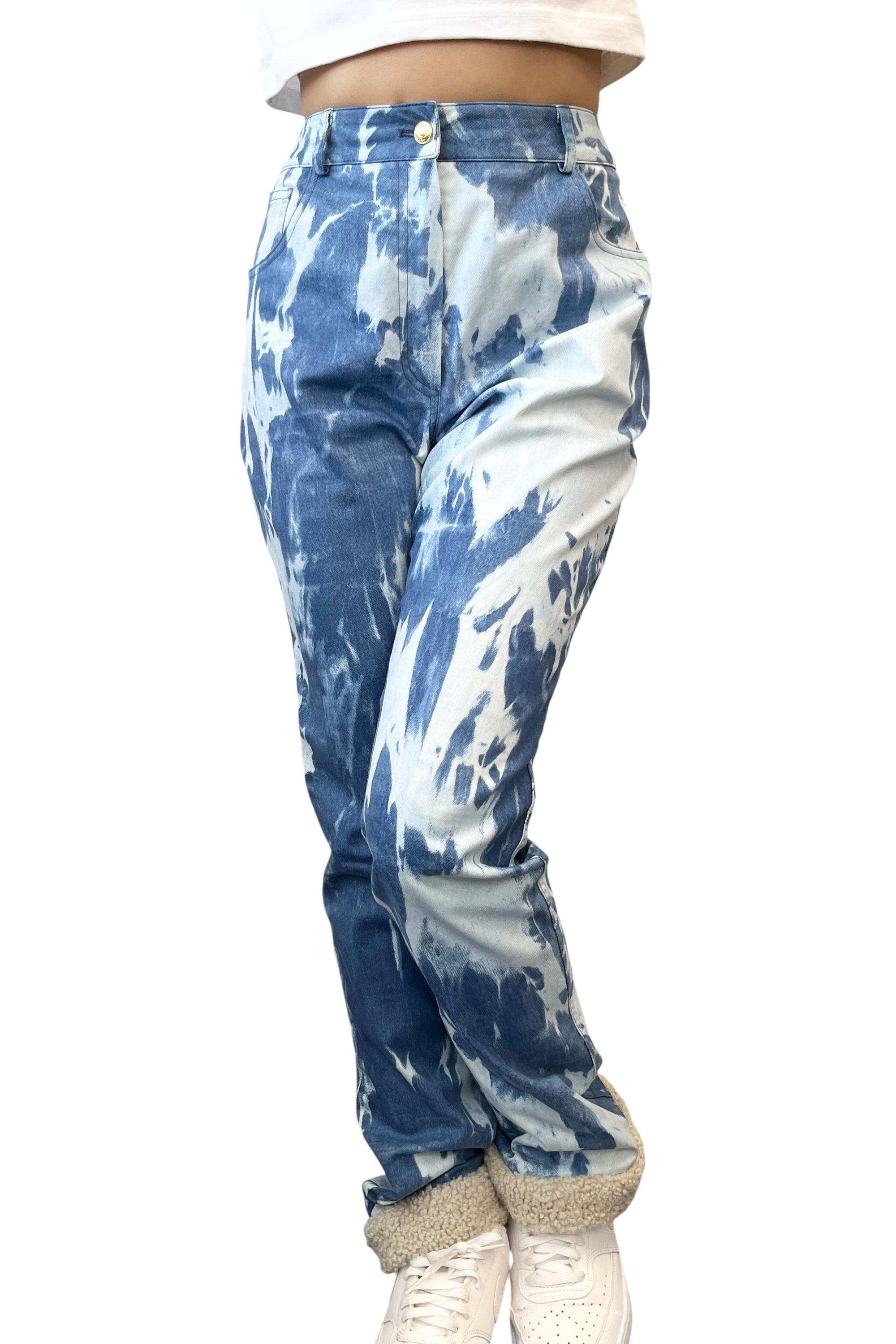 Christian Dior Vintage 2000 John Galliano Tie-dye Denim Pants #38 