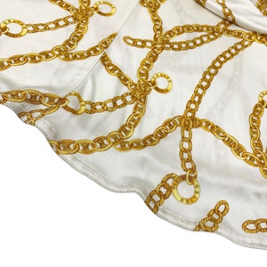 CELINE Vintage Logo Chain Pattern Dress S Strapless Gold White Rayon Rank AB image 9