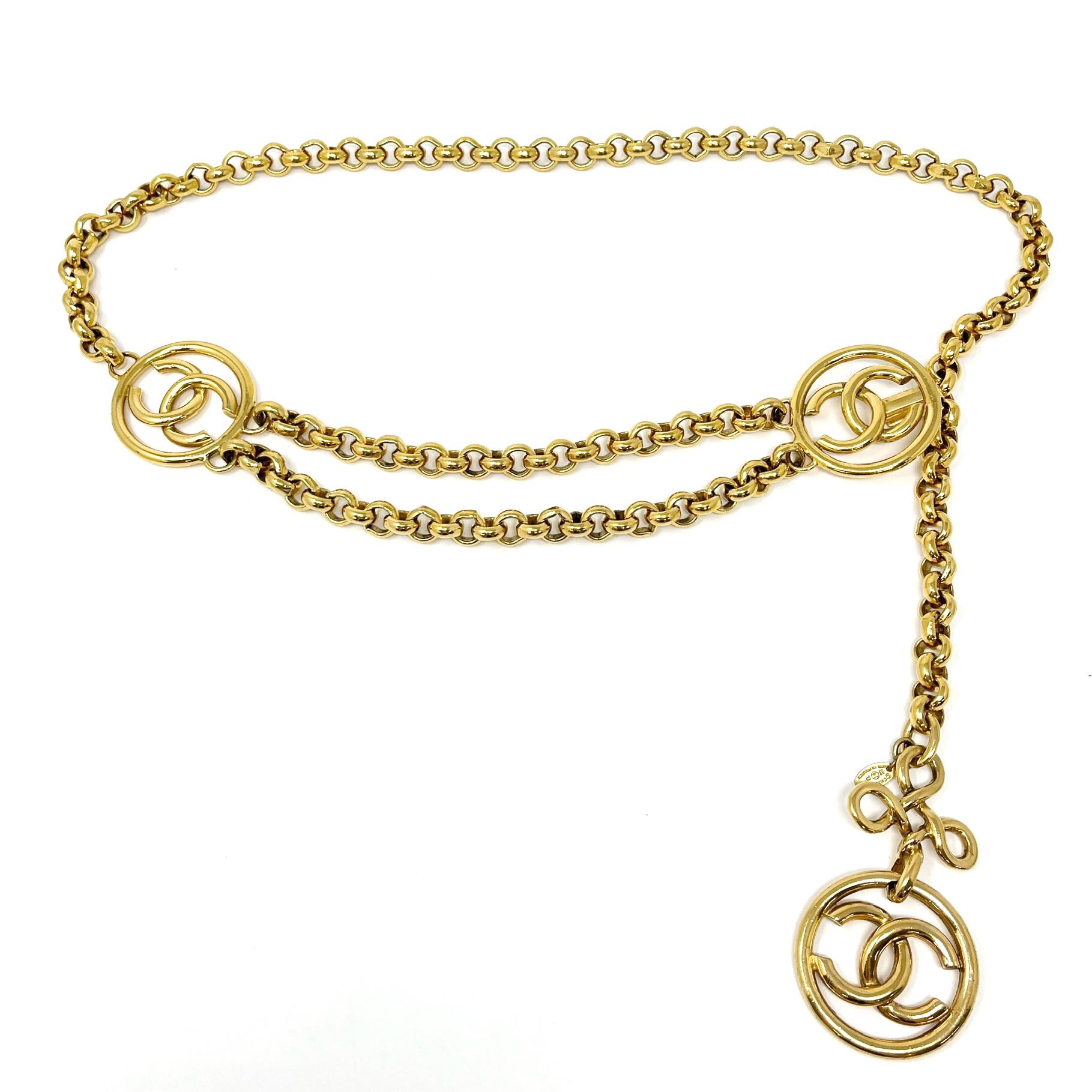 CHANEL Vintage 93P CC Logo Chain Belt Accessory Gold Metal  display picture 1