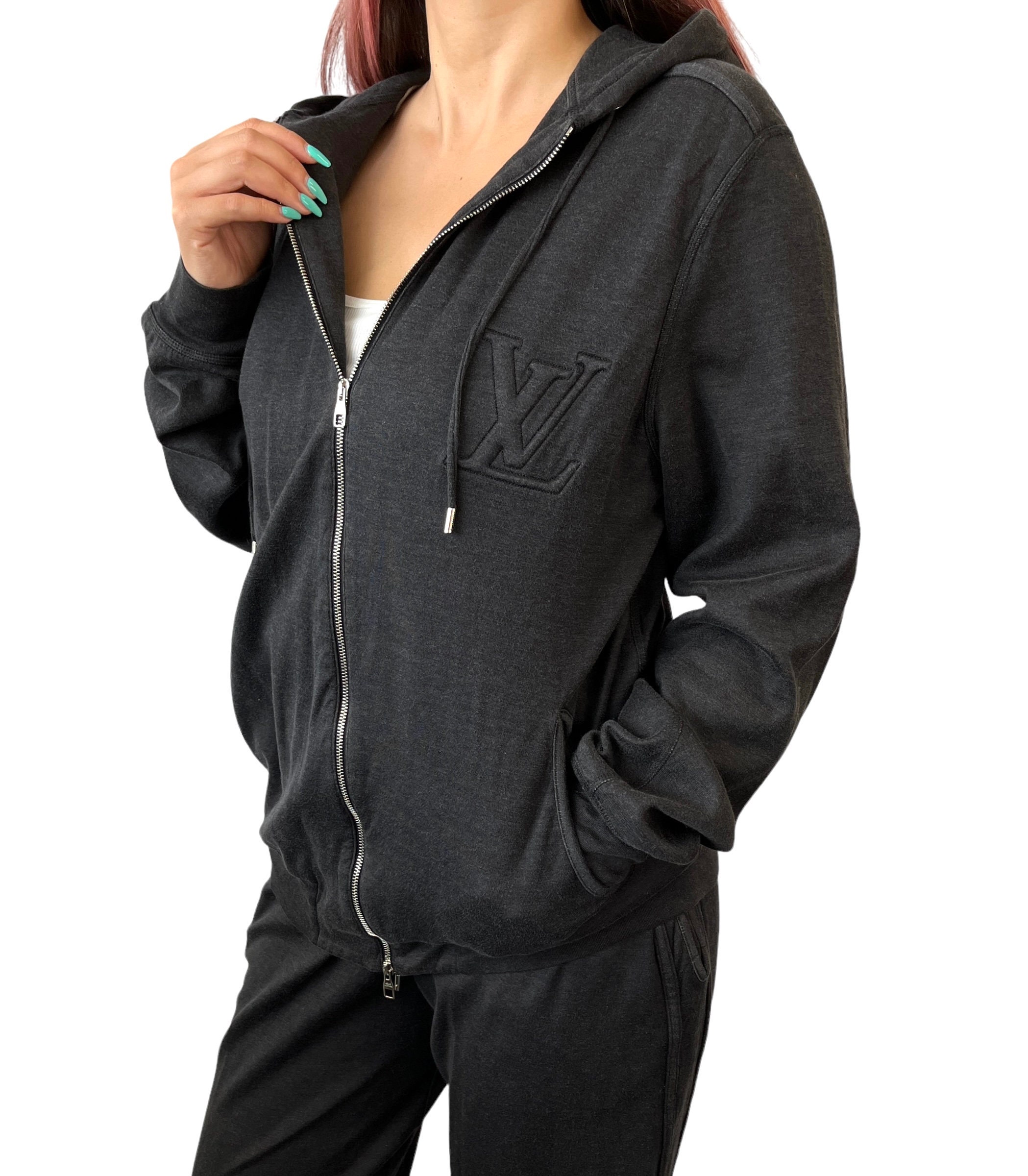 Monogram Zip-Through Hoodie - Luxury Blue