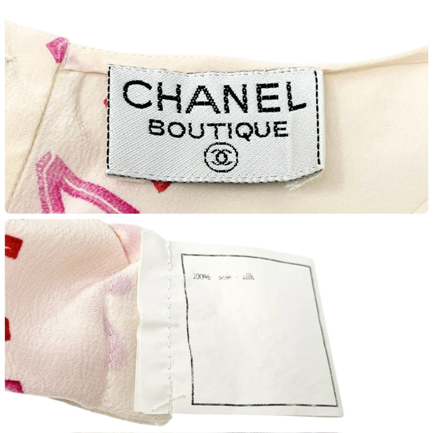 AA☆良品 CHANEL 06年 刺繍 ココマーク タンクトップ 正規品 42 CHANEL Vintage CC Mark Logo Rouge Tank Top Cream Pink Orange