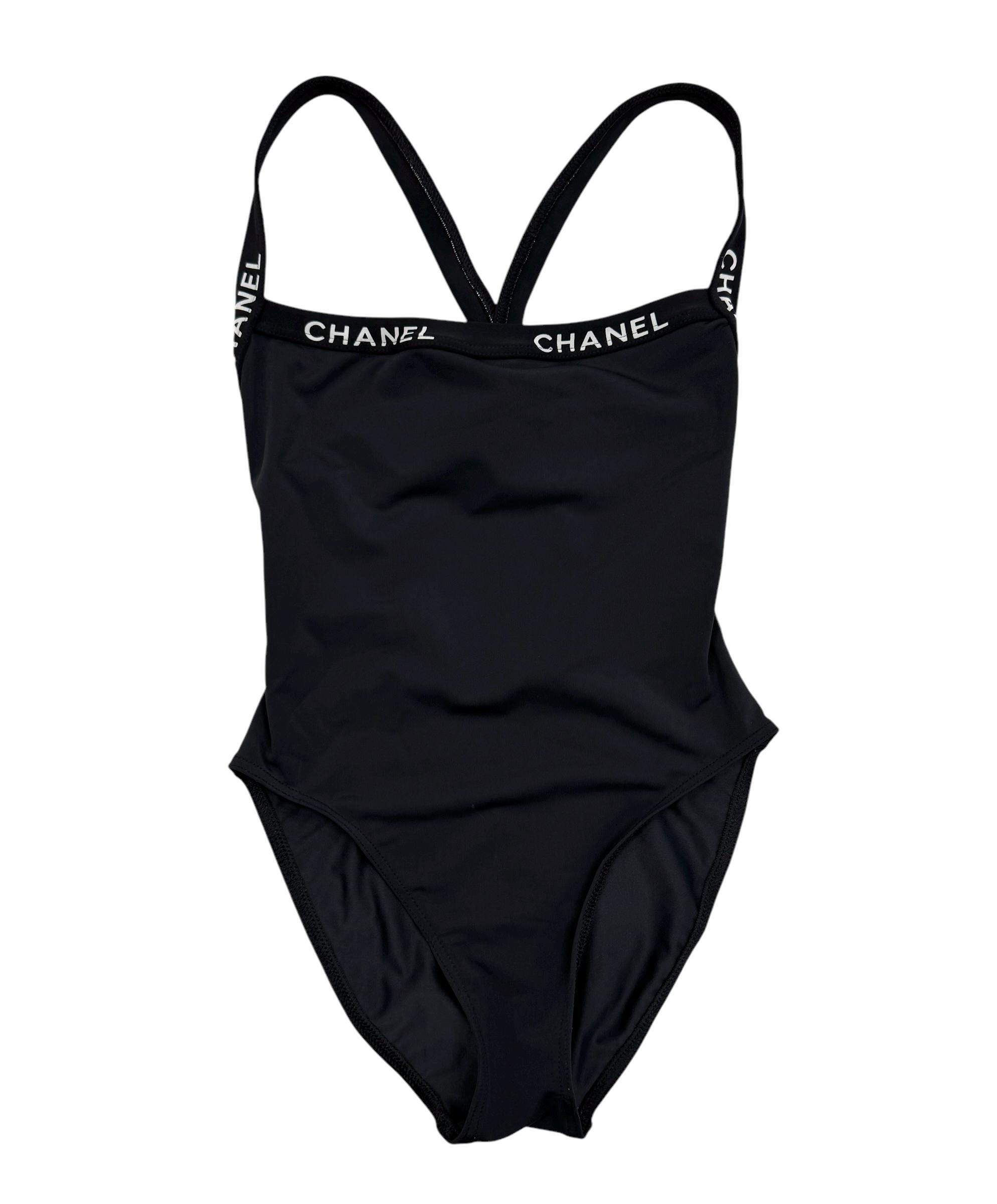 CHANEL Vintage CC Logo Swimwear Swimsuits #38 One-piece