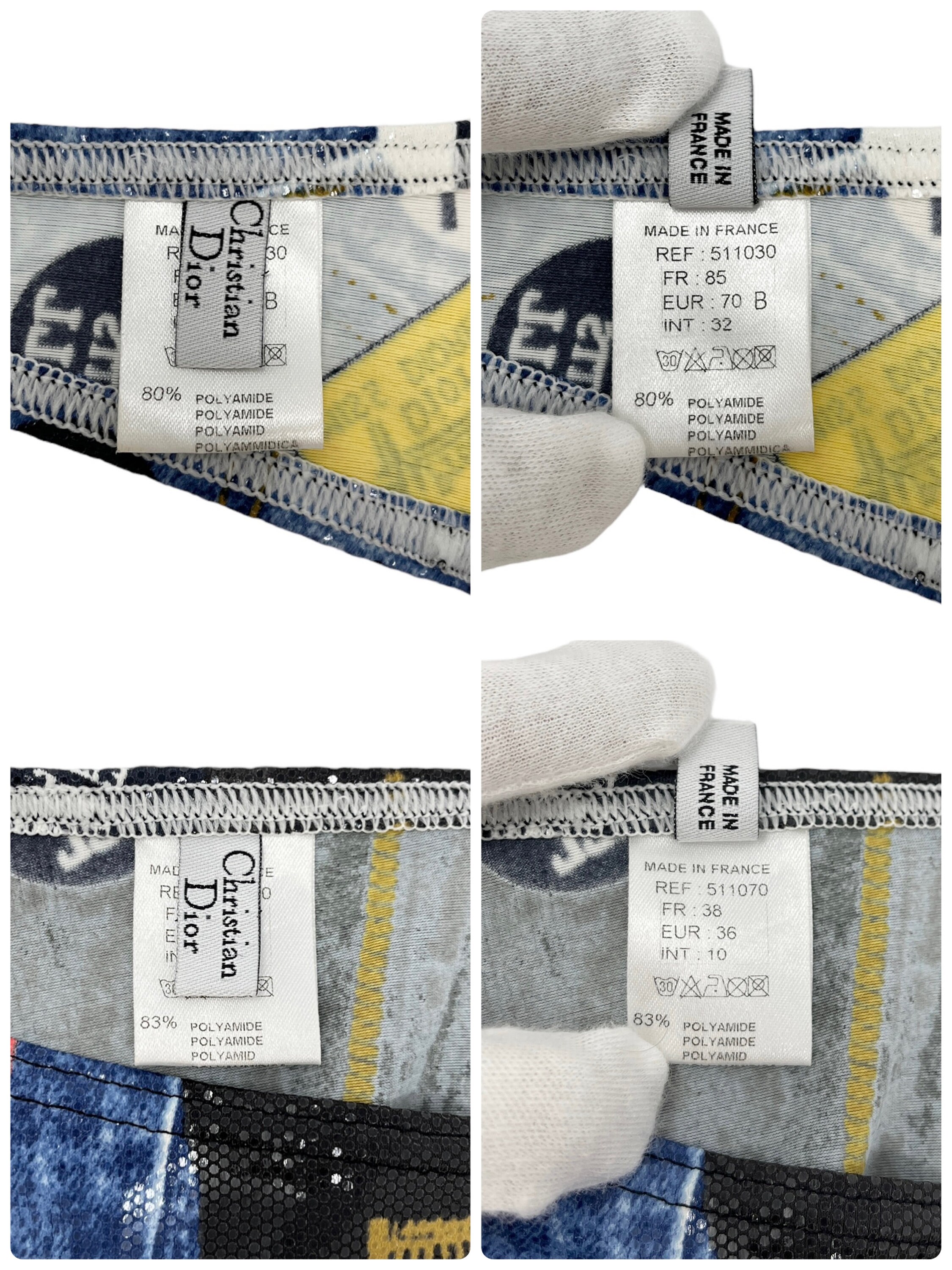 Christian Dior Vintage Logo Swimwear Bikini #38 Denim Print Christian Dior Vintage Logo Swimwear Bikini #38 Denim Print