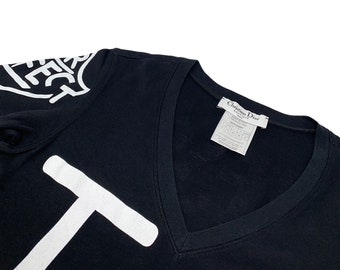 Christian Dior Vintage Logo T-shirts #38 Top Black White Cotton