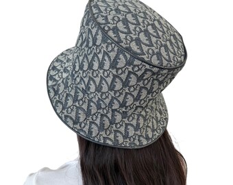 Christian Dior Vintage Trotter Monogram Bucket Hat #57 Dark Christian Dior Vintage Trotter Monogram Bucket Hat #57 Dark