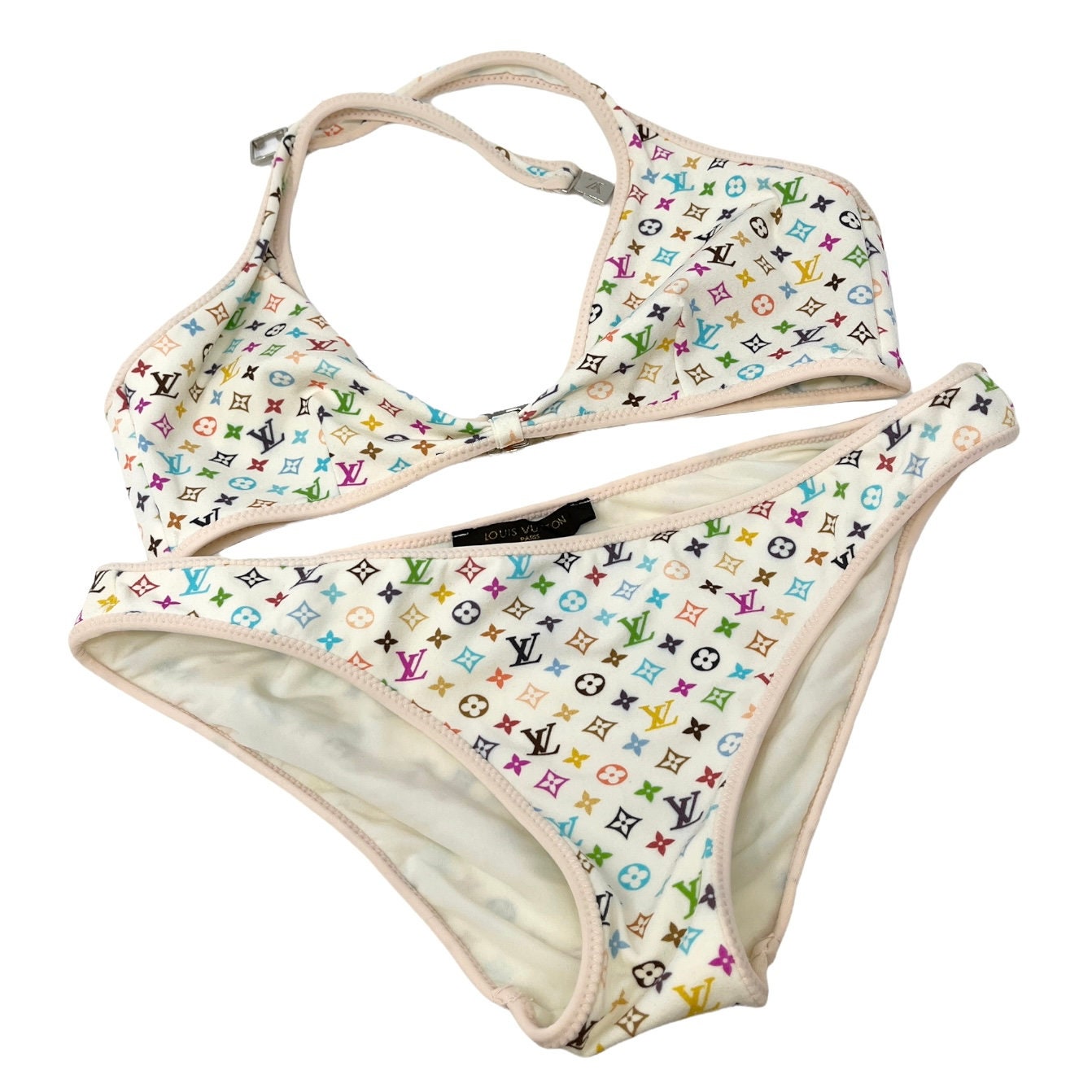 LOUIS VUITTON Vintage Monogram Multicolor Swimwear Bikini Set 