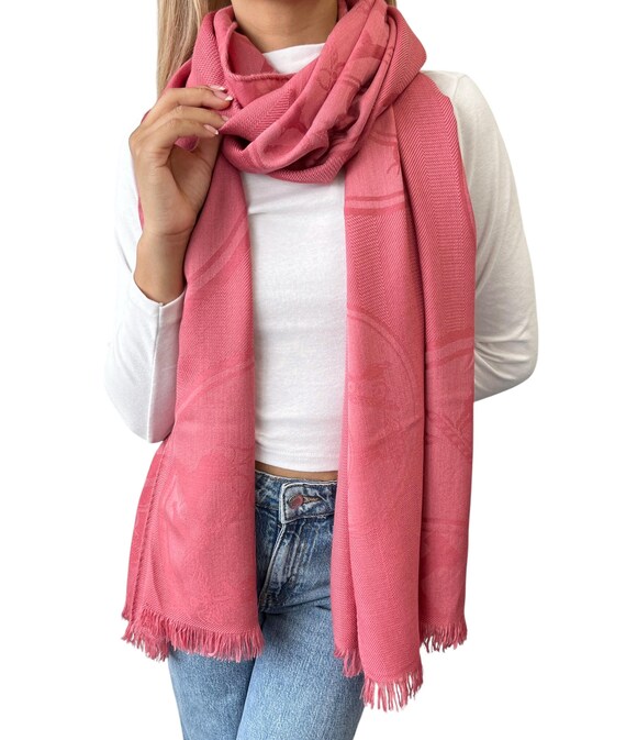 エルメス ニューリブリス Hロゴ総柄 ストール ピンク系 エルメス