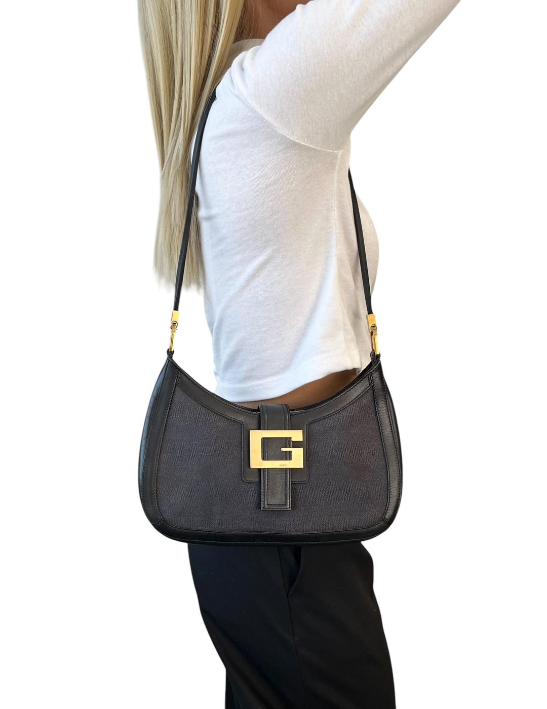 バッグ OLD GUCCI LOGO LEATHER SHOULDER BAG Gucci Old Gucci GG Logo Leather Shoulder Bag Brown ref