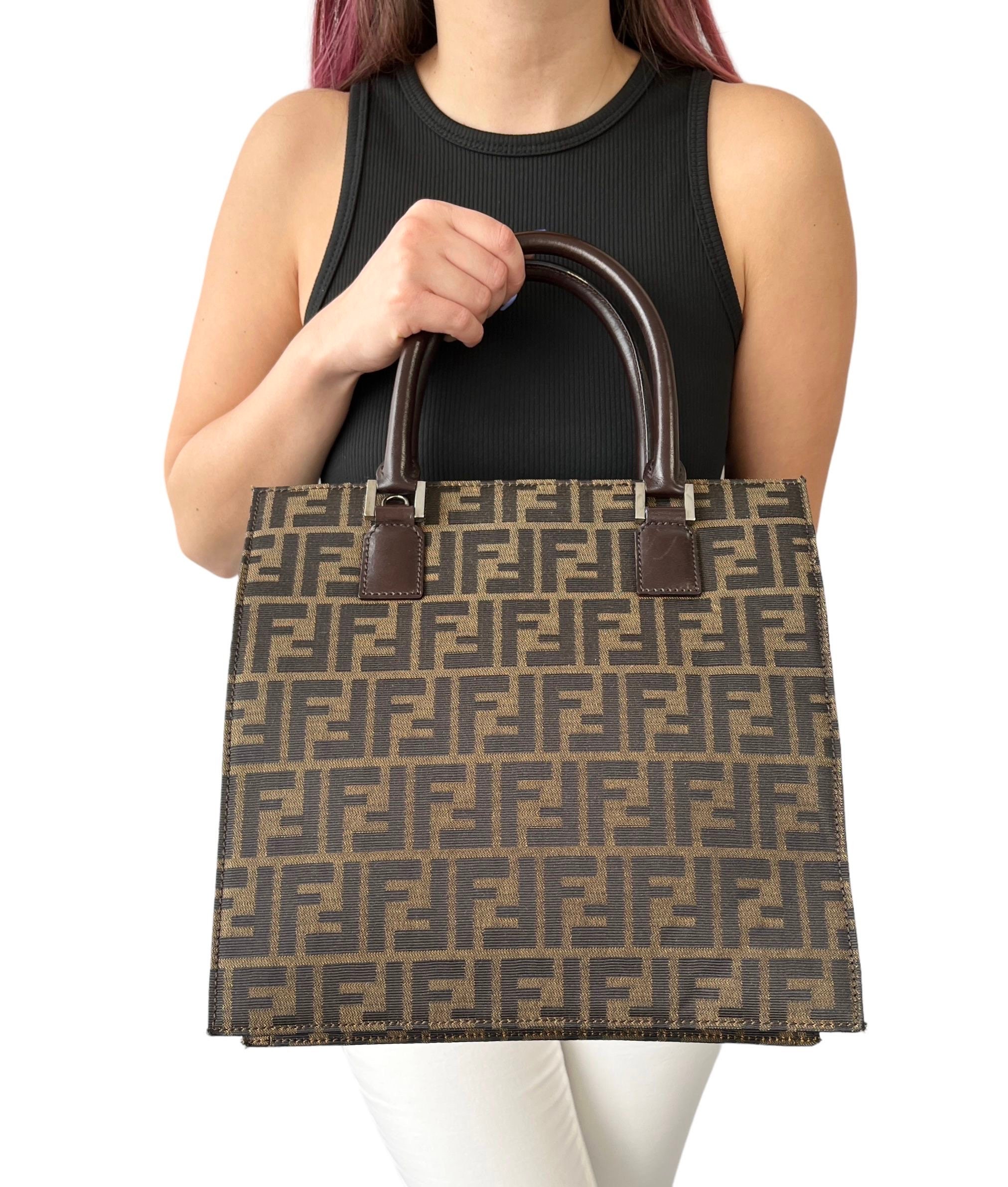 FENDI Brown Zucchino Coated Canvas Superstar Shopping Tote – portluxe