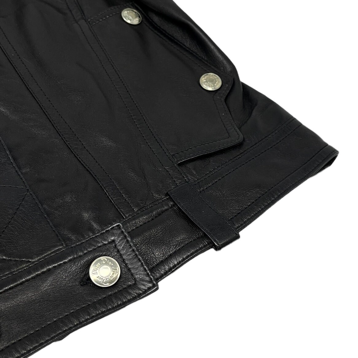 Christian Dior Vintage Bondage Logo Leather Jacket #36 Black