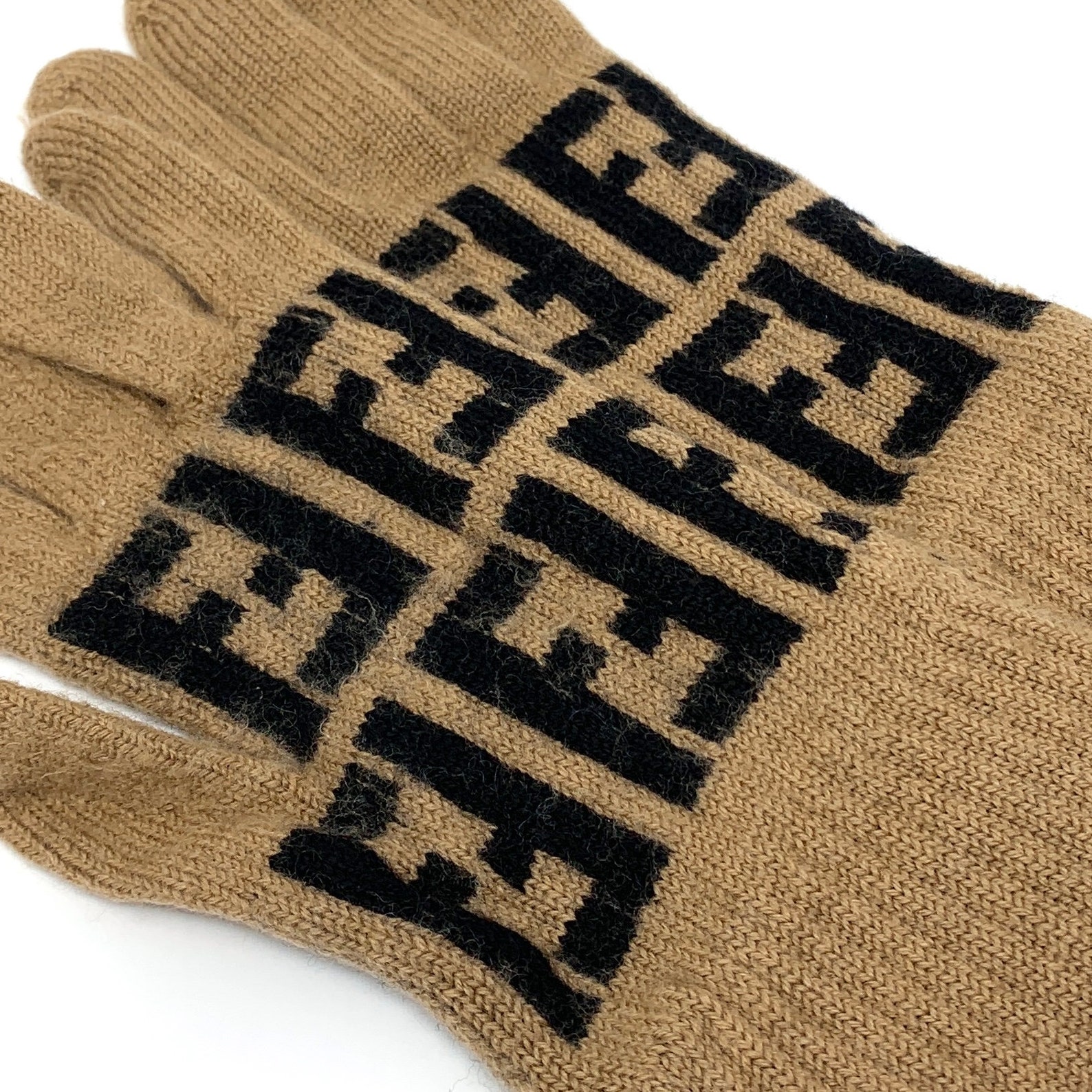 Authentic FENDI Vintage Zucca Gloves 42 Wool Beige Black Made | Etsy