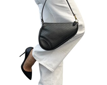 【ヴィンテージ】Rank:A☆Dior BLACK ミニ サドルバッグ ヴィンテージ】Rank:A☆Dior BLACK ミニ サドルバッグ Christian