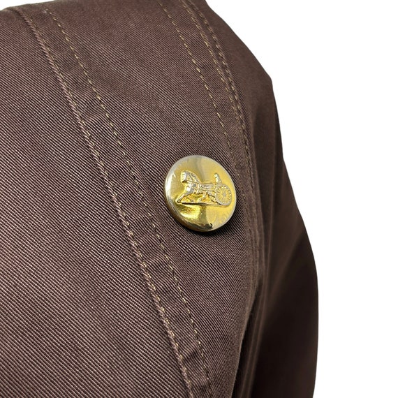 CELINE Vintage Logo Long Coat Cotton Brown Gold B… - image 7