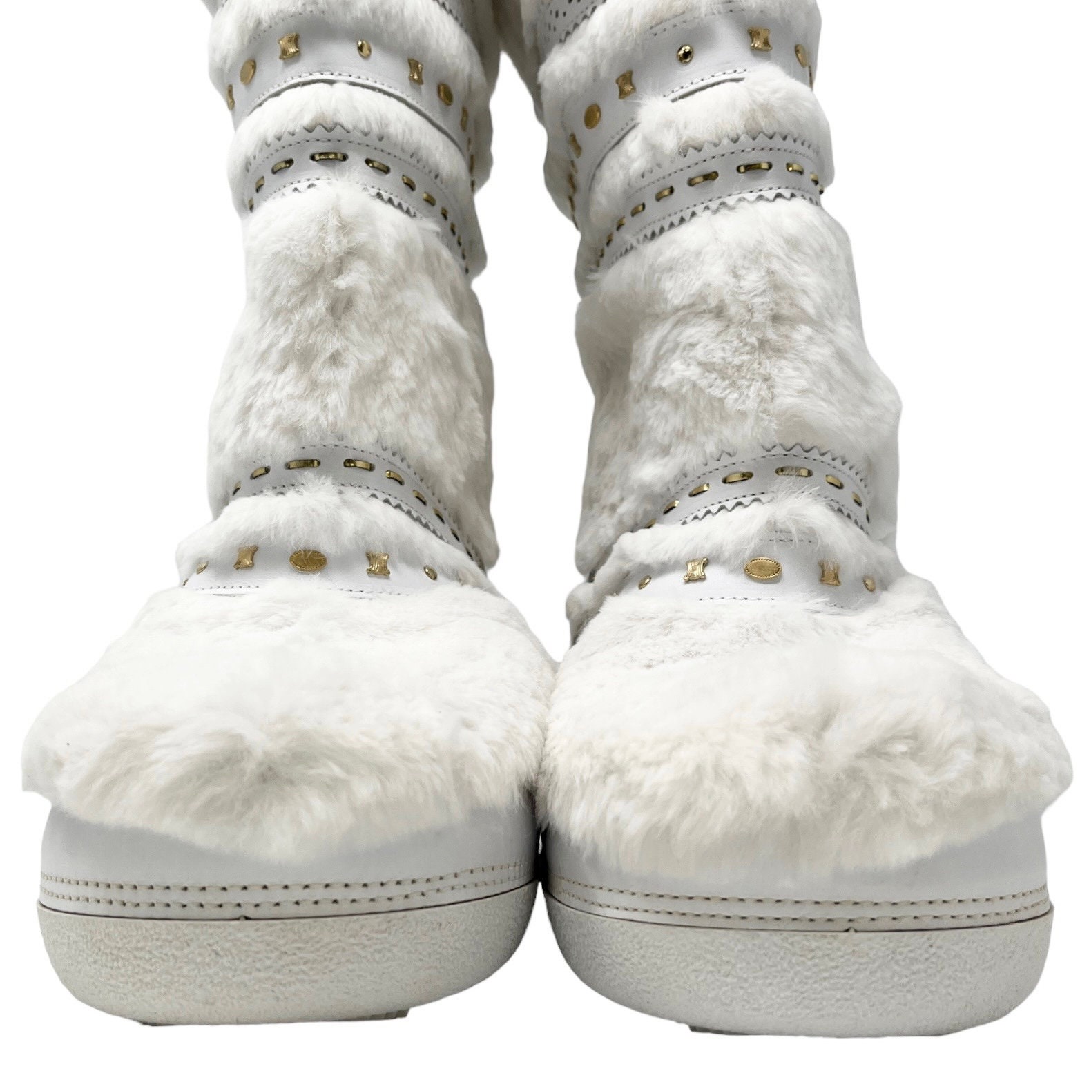 CELINE Vintage Macadam Logo Faux Fur Snow Boots #38-40 US8