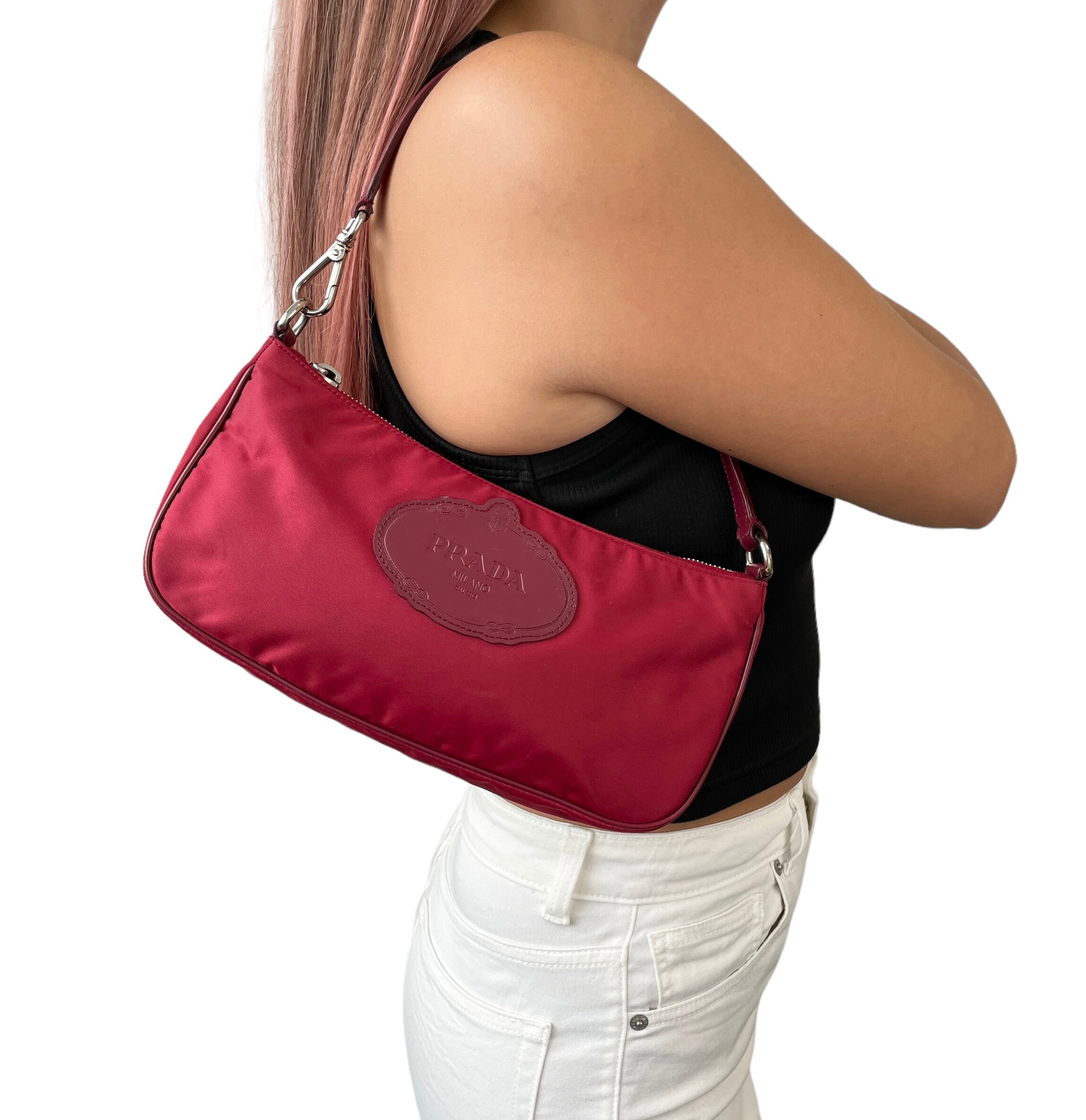 PRADA Red Nylon Pochette mini Shoulder Bag 