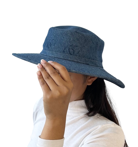 Buy CHANEL Vintage CC Logo Denim Bucket Hat 58 Blue Cotton Online in India  