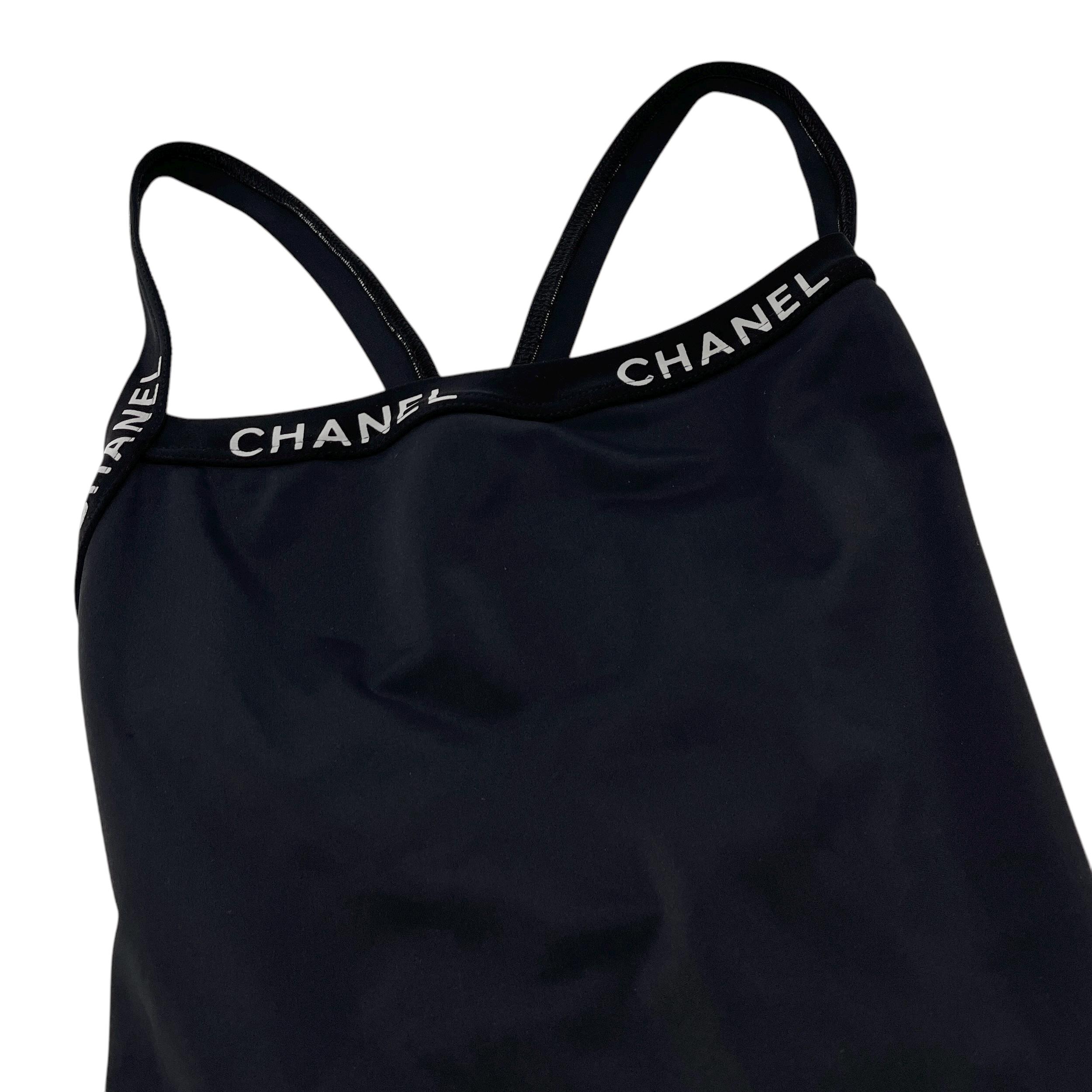 CHANEL Vintage CC Logo Swimwear Swimsuits #38 One-piece