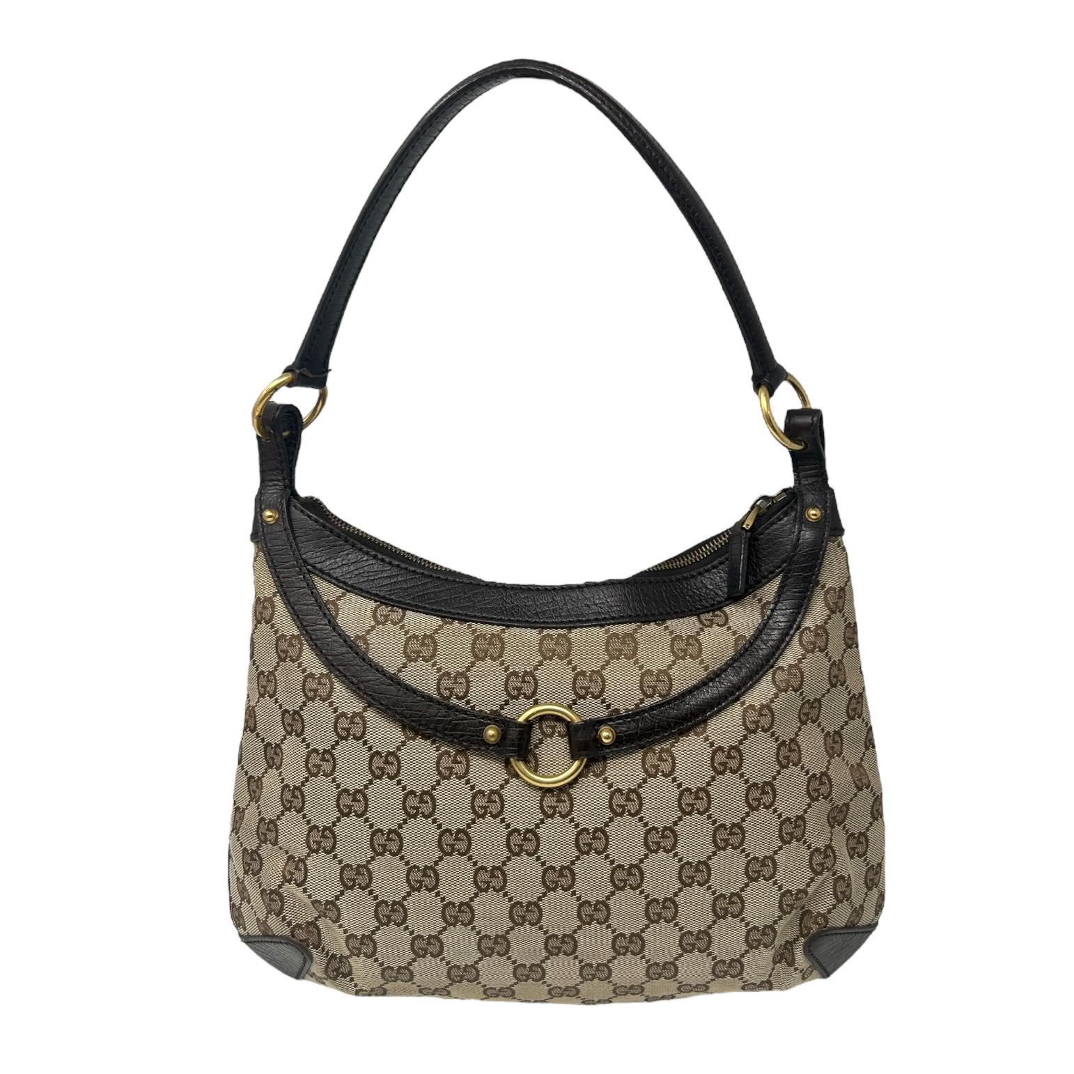 GUCCI Vintage GG Monogram Logo Shoulder Bag Horsebit Brown GUCCI Vintage GG Monogram Logo Shoulder Bag Horsebit Brown