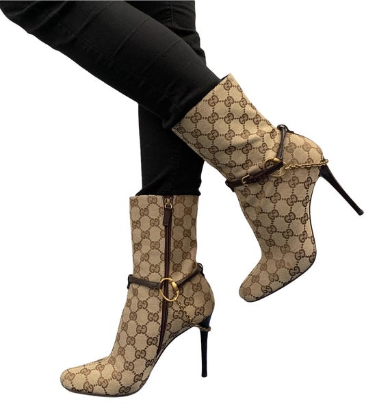 靴 Vintage Gucci Monogram Heels 36 1/2 GUCCI Vintage GG Monogram Logo Sandals Heels #36-36.5 Black