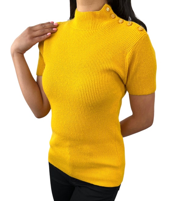 Chanel CC Knitted Yellow Cropped Tank Top