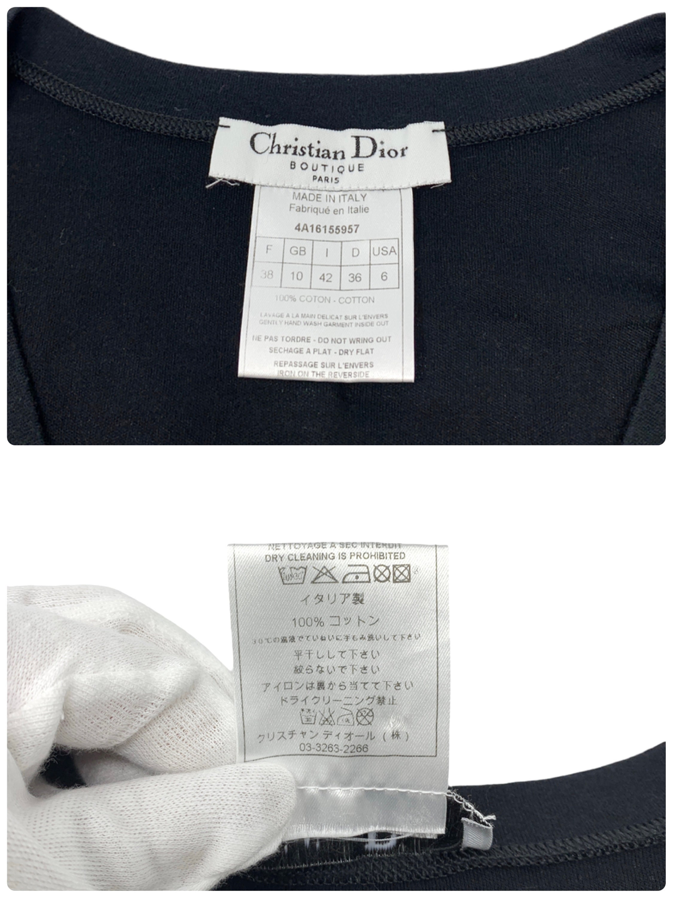 Christian Dior Vintage Logo T-shirts #38 Top Black White