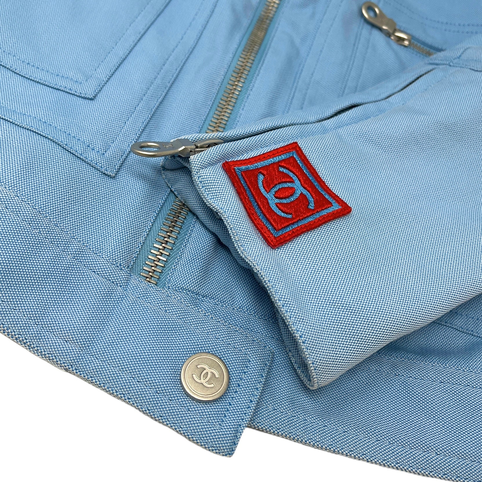 Buy CHANEL Sport Vintage 02S CC Logo Jacket 40 Zipper Blue Silver Online in  India 