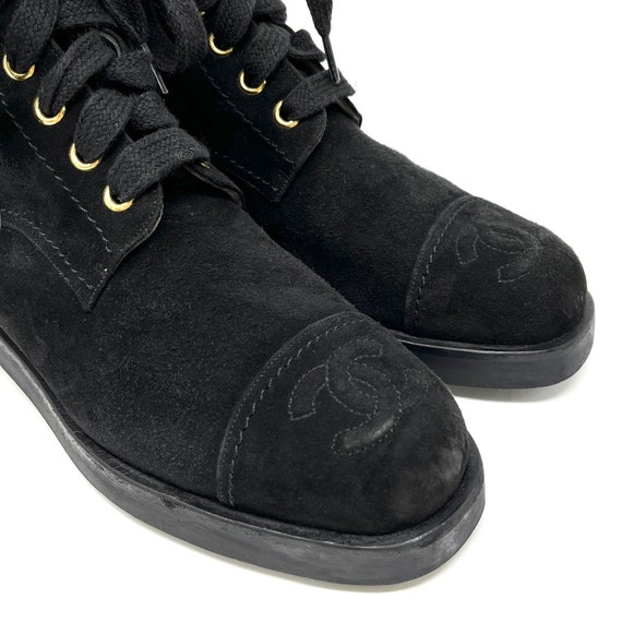 CHANEL Vintage CC Logo Short Boots #37 US 6.5  Su… - image 7