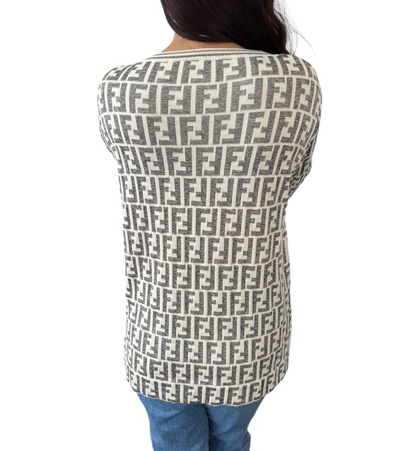FENDI Vintage Zucca Monogram Sweater Pullover Cot… - image 4