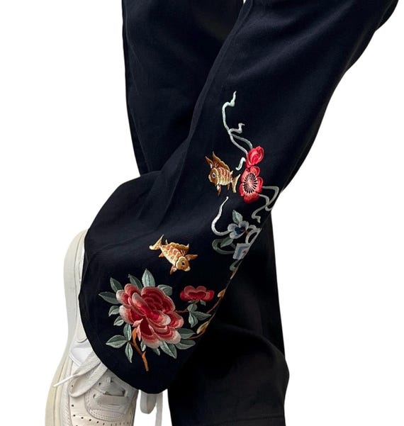 Christian Dior Vintage 2001 Embroidered Pants #36 Button
