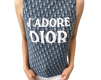 Christian Dior Vintage Trotter Monogram J'ADORE Logo Tank Top #36 Blue Rank AB+