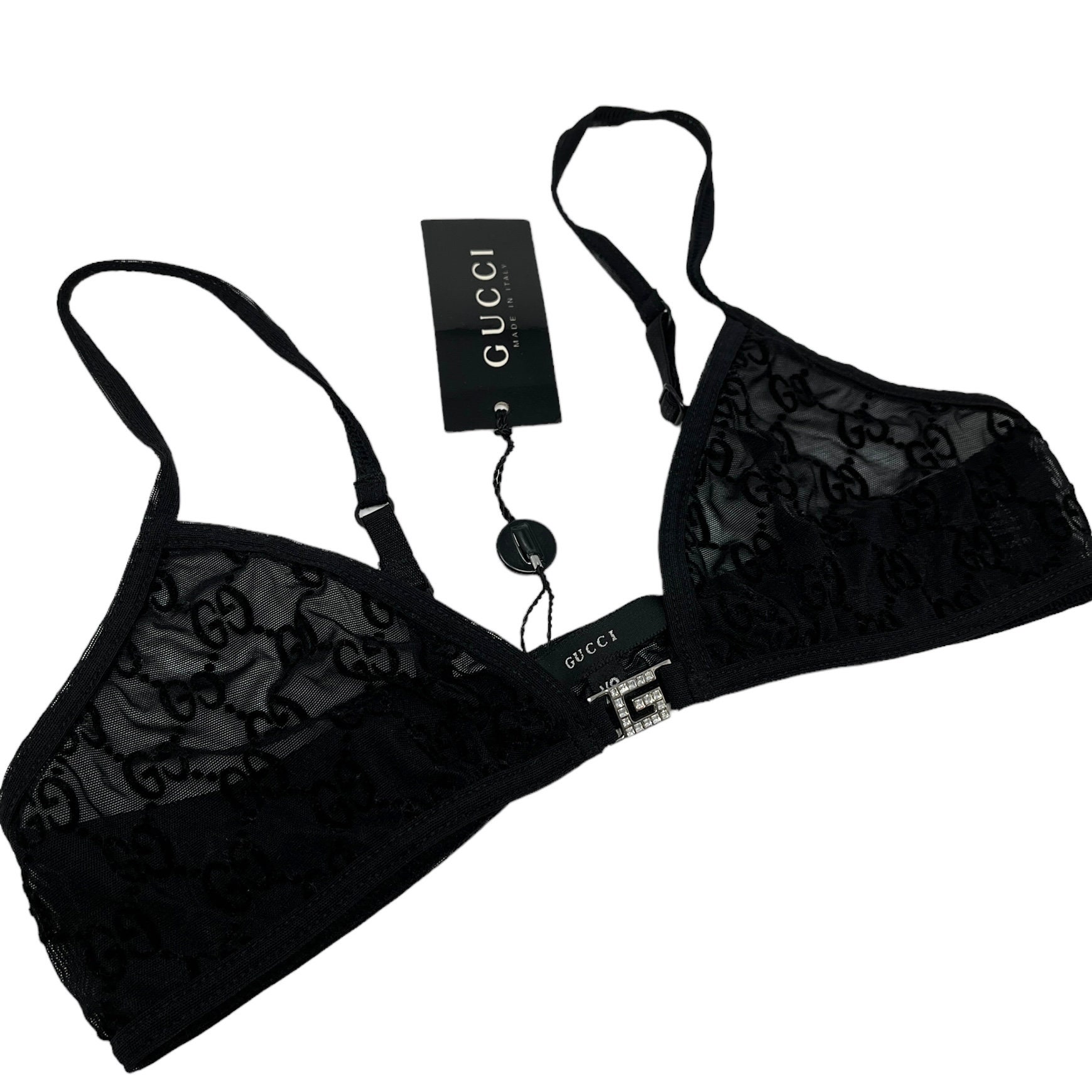 【gucci・グッチ】 BRAS ブラジャー GUCCI GG エンブロイダリー ランジェリー セット ブラック