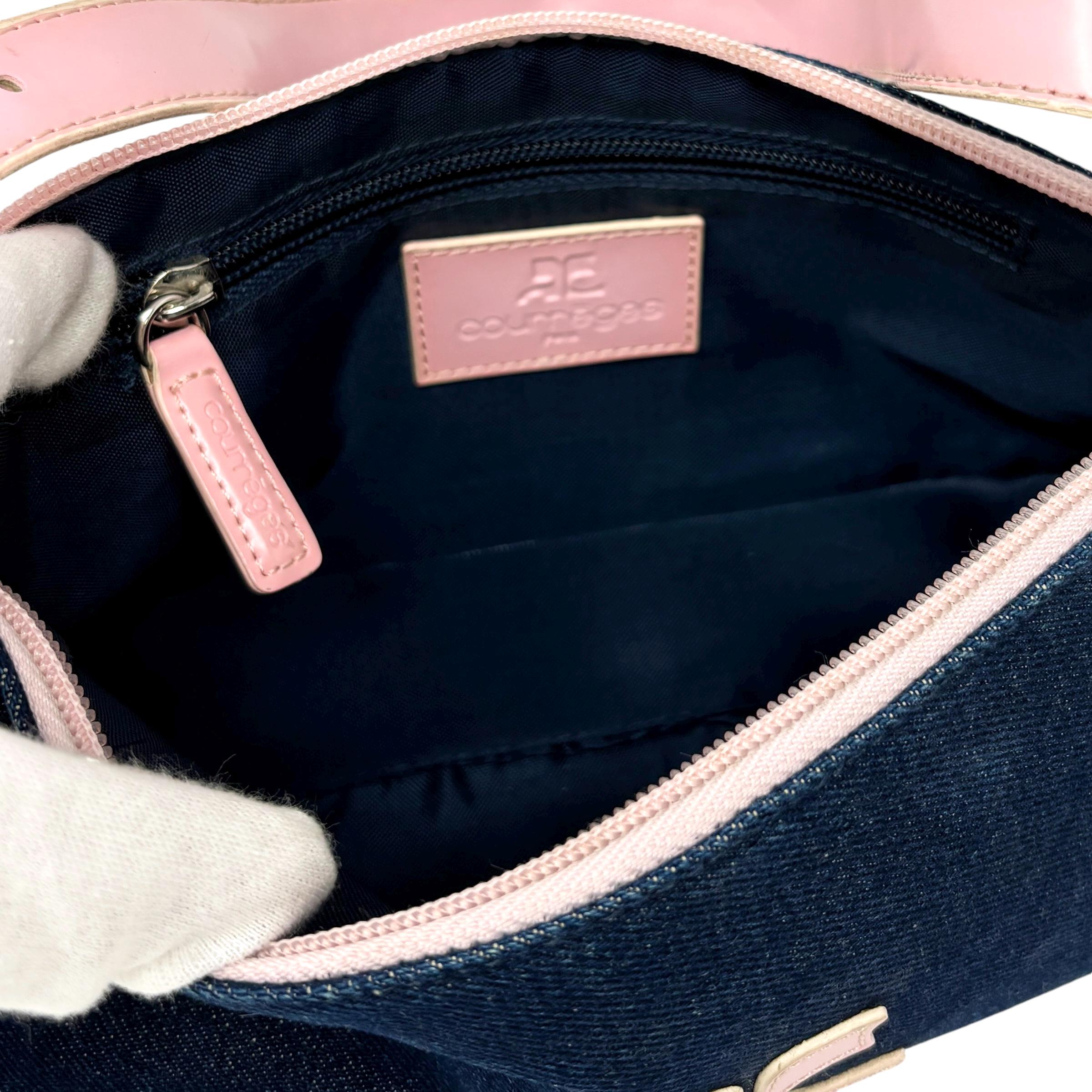 クレージュ ヴィンテージ ロゴ デニム ショルダーバッグ ポーチ ブルー