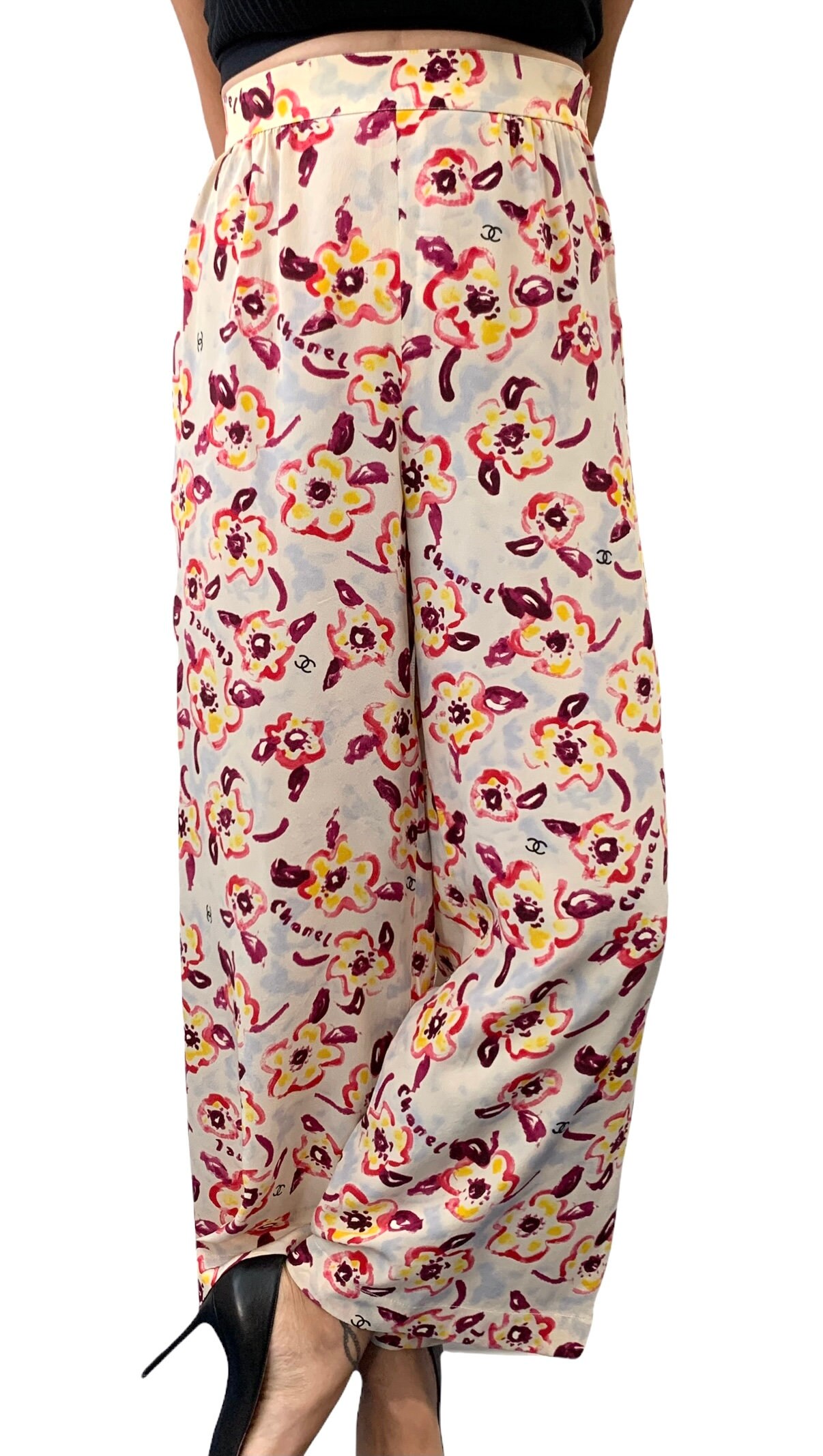 Chanel - Authenticated Trouser - Synthetic Multicolour Floral for Women, Very Good Condition