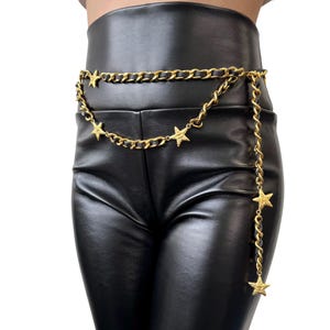 CHANEL Vintage 95A CC Logo Chain Belt Gold Black Leather  display picture 2