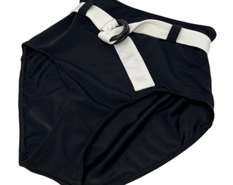 CHANEL Vintage CC Mark Bicolor Swimsuit Bikini #42 Black