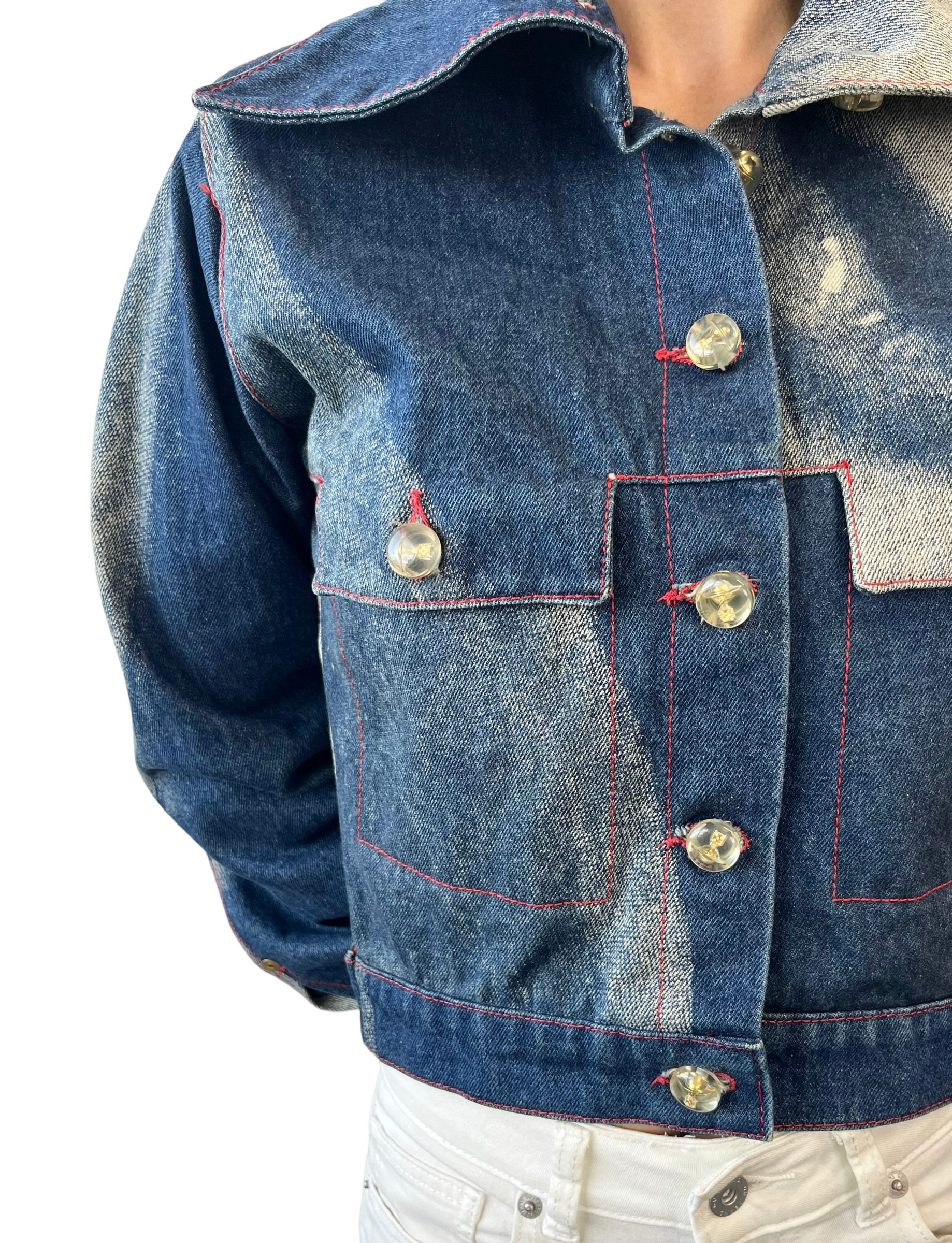 Vivienne Westwood Vintage Marlene Dietrich Print Denim Jacket 0 