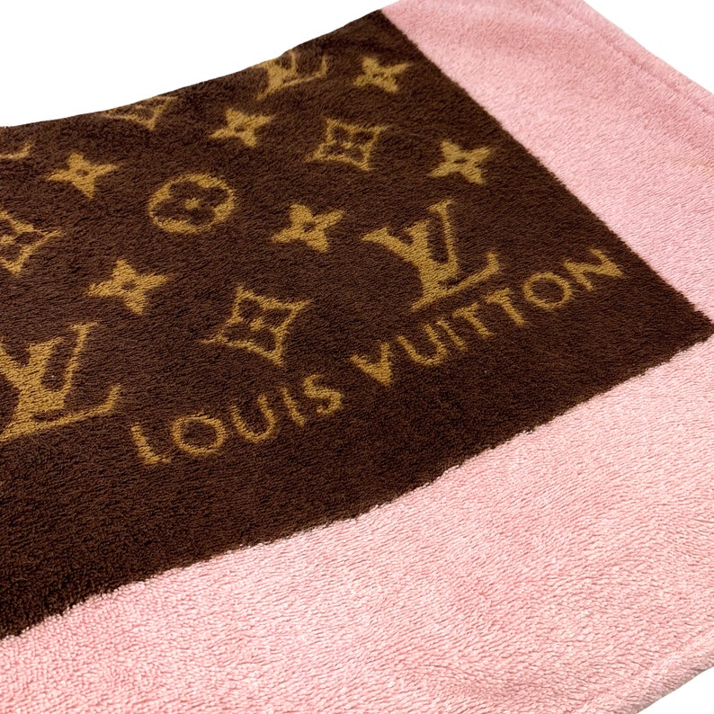 LOUIS VUITTON Vintage LV Monogram Logo Blanket Brown Pink Etsy
