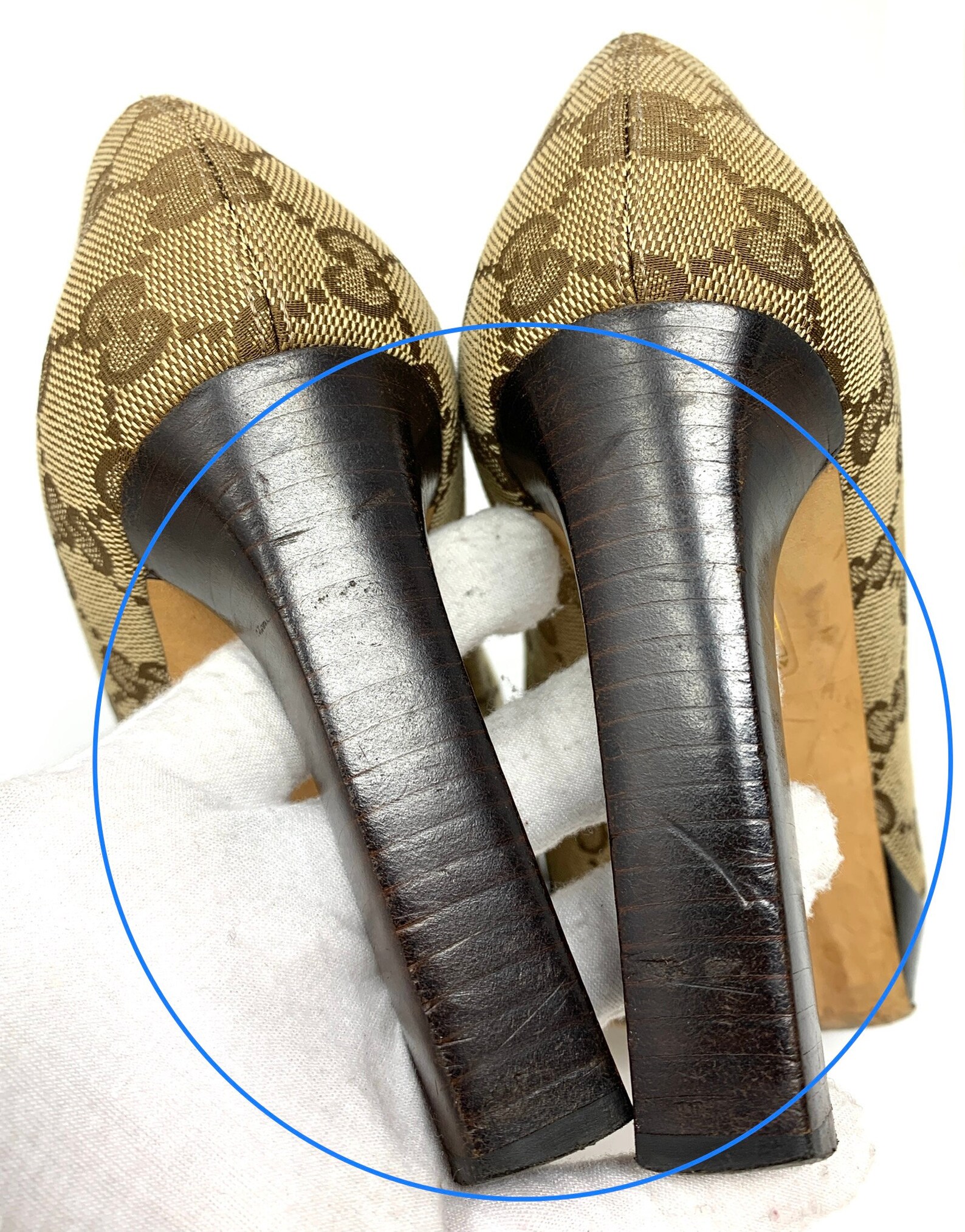 gucci monogram heels