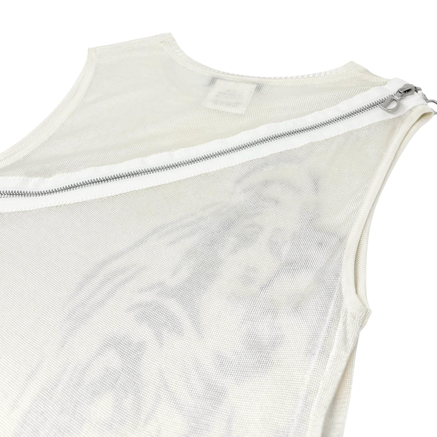 Christian Dior Vintage Zipped Tank Top #38 Sequins White Silver