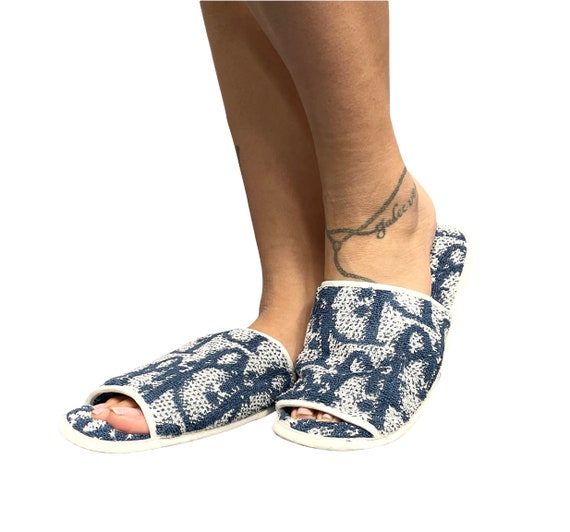 Christian Dior Vintage Trotter Monogram Slippers Terry Cloth - Etsy  Singapore