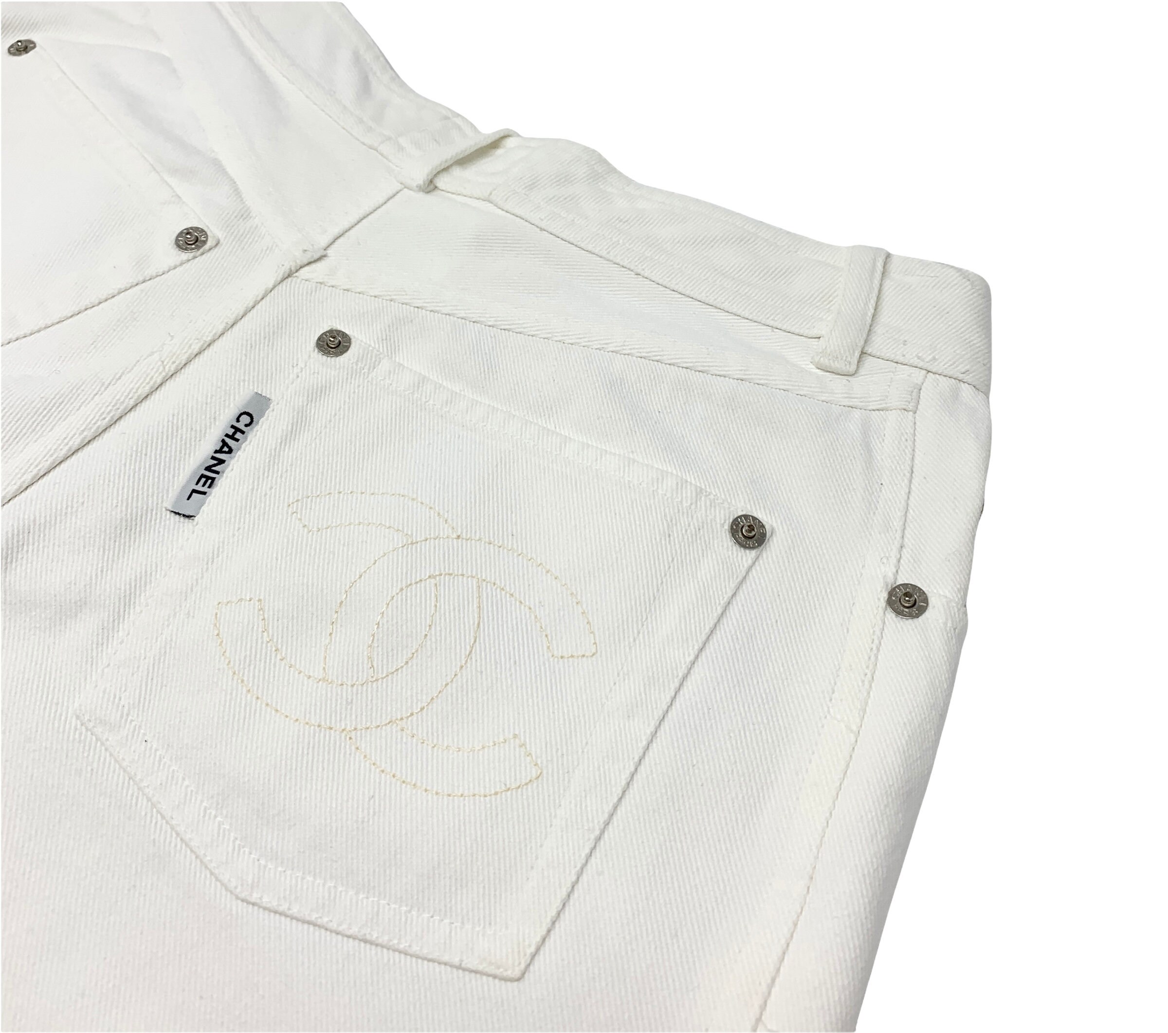 CHANEL Vintage Coco Mark Pants Bottoms Logo CC White Beige -  Israel