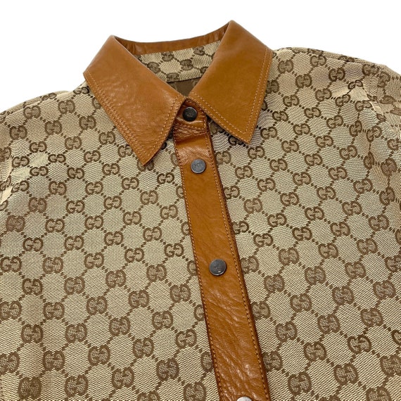 GUCCI Vintage GG Monogram Shirt Jacket #38 Top Sn… - image 5