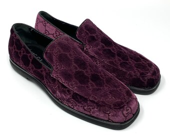 GUCCI Vintage GG Monogram Logo Velvet Flats Shoes #6.5B US6 Purple RankAB+